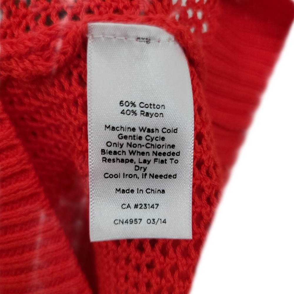 Talbots Sweater 2X Petite Red Open Knit Tunic Long Sleeve Plus Size Pullover - Picture 7 of 7